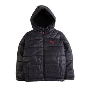 PUMA Boys' Puma Logo Puffer Jacket Size US M (10-12) Black